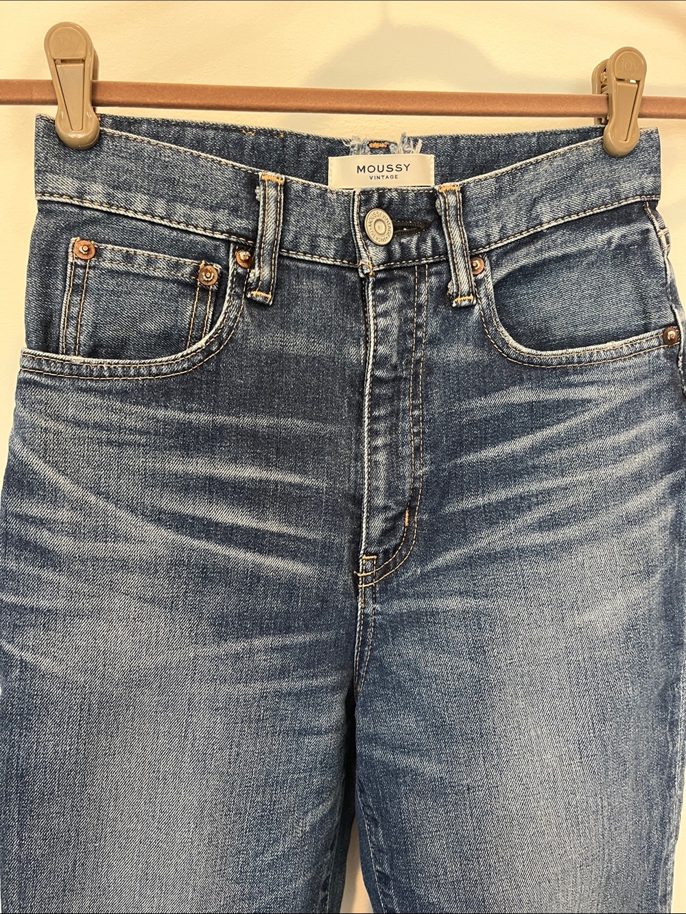 🧋Moussy Vintage Otis Flare High Waisted Made in Japan Denim blue size 26 - Picture 3 of 12